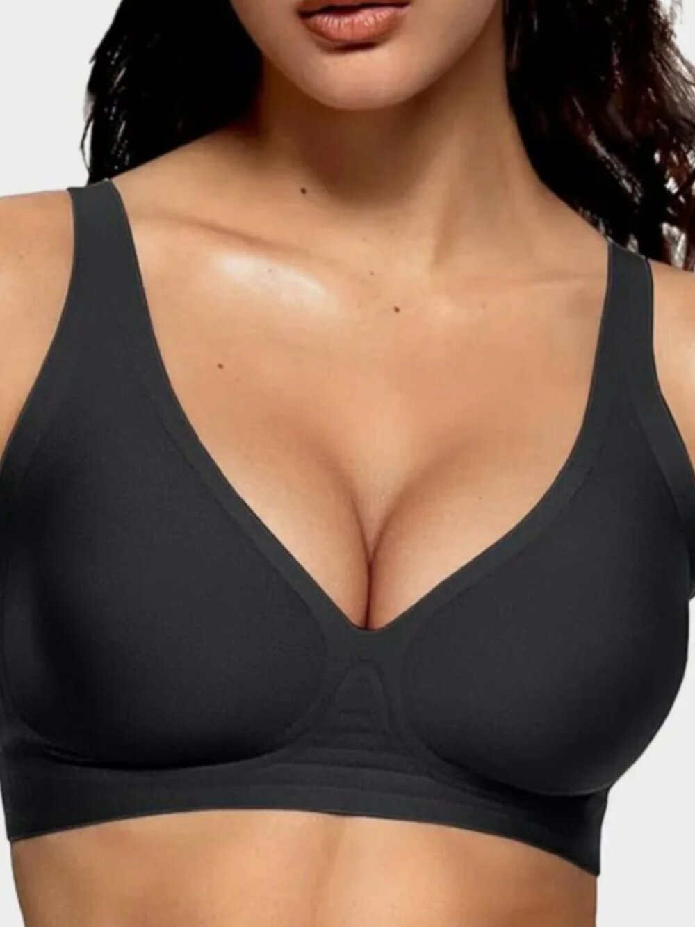 SHECURVE Seamless Soft Comfort Jelly Strip Wireless Bra Black X-LG Convertible